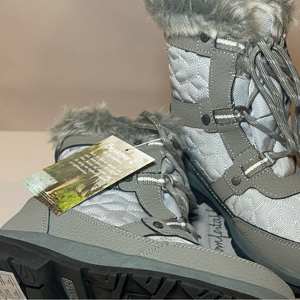 Girl’s BearPaw Marina Charcoal/Lt.Grey Waterproof Never Wet Size 3 Youth-NWT - Picture 8 of 8